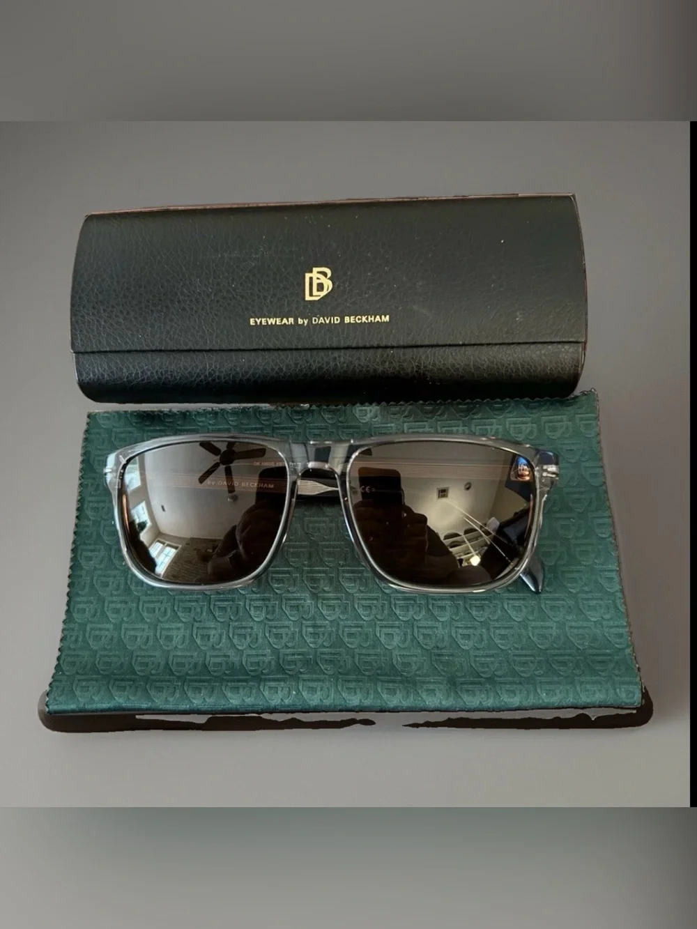 NEW David Beckham DB 1060/S KB770 Sunglasses - Transparent Grey / Brown + Kit